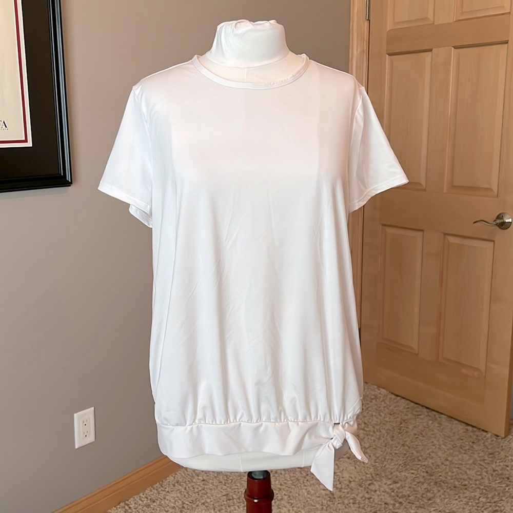 Lands End white Rash guard Swim Top-L